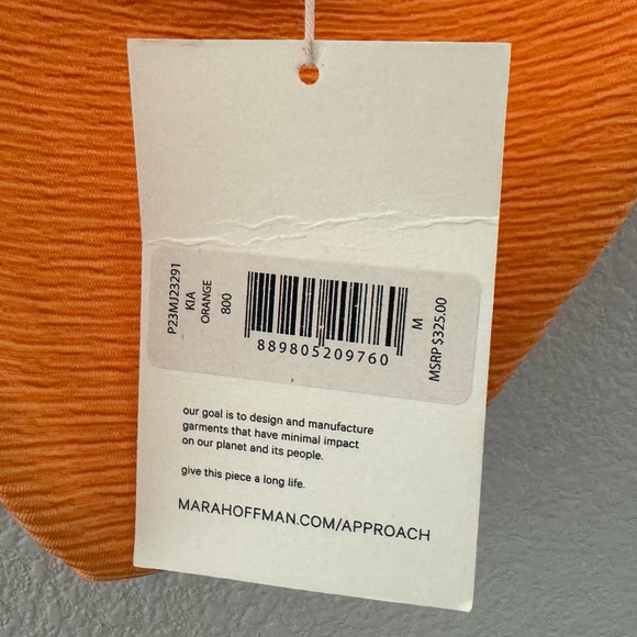 Mara Hoffman Kia One Piece Swimsuit Med Orange Ribbed Cutout Resort Vacation NWT - Picture 14 of 14